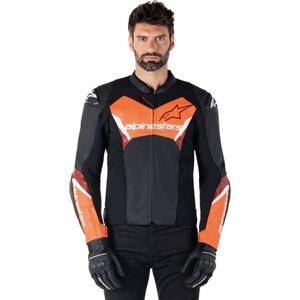 Alpinestars Faster V3 Lederjacke Black Red Fluo, Größe: 50