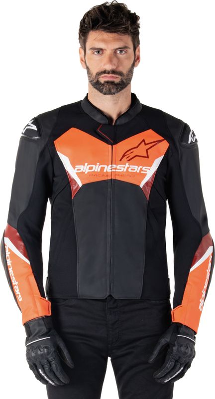 Alpinestars - Faster V3 - Motorjas - Zwart - Leren Jas met HRSF-stretchpanelen