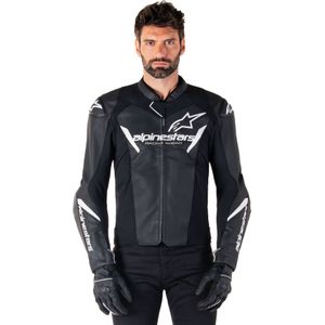 Alpinestars Faster V3 Lederjacke Black White, Größe: 48