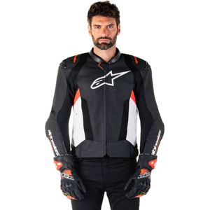 Alpinestars Missile V3 Airflow Lederjacke Black White Red Fluo, Größe: 48