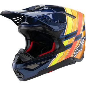 Alpinestars Supertech M10 Tld Edition 25 Helm ECE06 Drk Blue Org Ylw Fluo Red Glsy