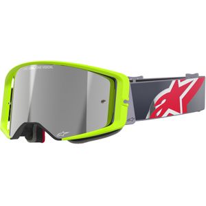 Crossbril Alpinestars Supertech Corp Geel Fluo-Rood-Gespiegeld Zilver