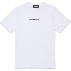 Dsquared2 - T-shirt - Wit - Katoen - Korte Mouwen - Logo-print