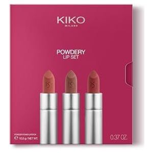KIKO Milano Powdery Lip Set 01 | Make-upset: 3 lippenstiften met matte poederafwerking