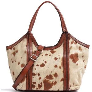 Campomaggi Shopper Tas Leer 48 cm bianco+beige+t-cognac