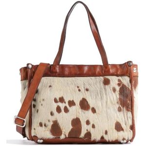 Campomaggi Handtas Leer 26 cm bianco+beige+t-cognac