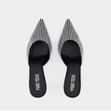 Paris Texas - Hollywood 75 Mules - Zwart - Kristal - Instapmodel - Amandelvormige Neus