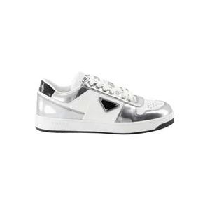 Prada, Leren Sneakers met Veters Grijs, Heren, Maat:43 EU