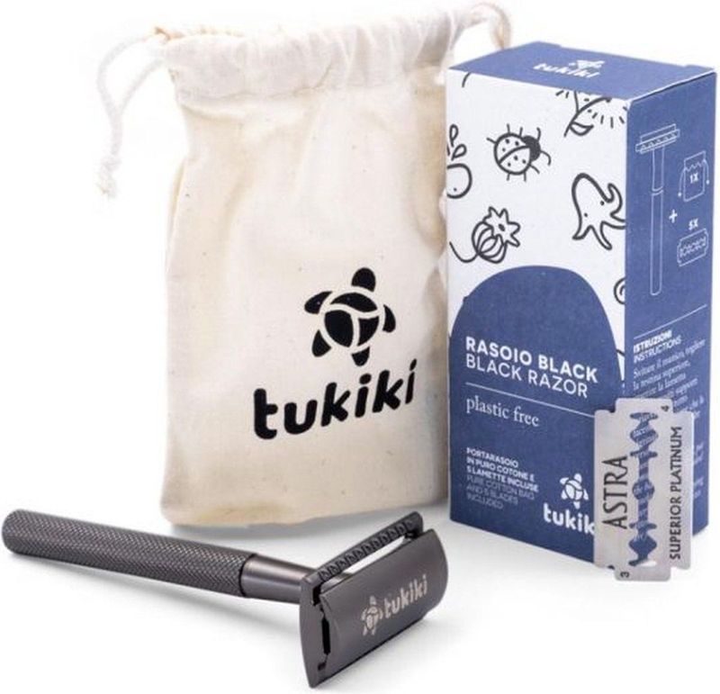 Tukiki - Safety Razor Set - Zwart - Scheermesjes - Inclusief 5 Astra Mesjes