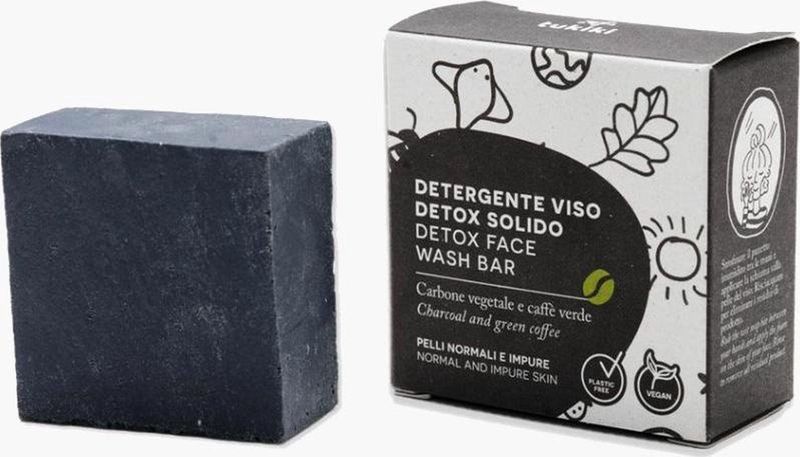 Tukiki / Houtskool en groene koffie detox face wash bar - 70 gram
