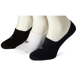 Emporio Armani Onzichtbare sokken voor heren, 3 stuks, Veelkleurig (wit-zwart-marine), Large-X-Large