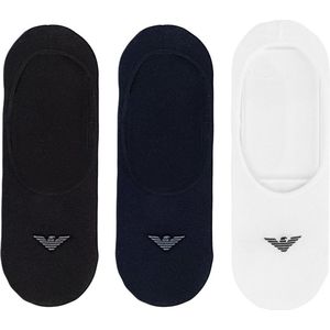 Emporio Armani Underwear 3-pack Footie Socks Casual, wit-zwart-marineblauw, S/M