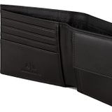 Armani Exchange Heren Essential, effen, bedrukt logo Bi-Fold portemonnee, zwart, zwart, Eén maat