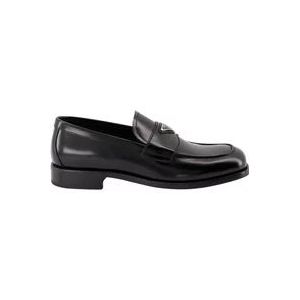 Prada Mocassins met driehoekig logo , Black , Heren , Maat: 40 EU