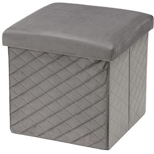 Baroni Home Zitzak Cubo voetenbank, inklapbaar, van fluweel, gevoerd, grijs 38 x 38 x 38 cm