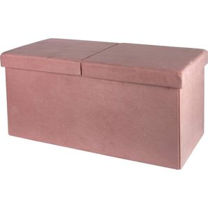 Baroni Home Opvouwbare opbergdoos, opbergdoos, voetenbank van fluweel, roze, 76 x 38 x 38 cm
