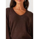 Liu Jo - V-hals Gebreide Trui - Bruin - Dames - Polyester