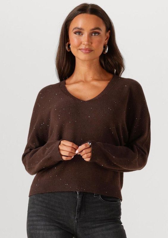 Liu Jo - V-hals Gebreide Trui - Bruin - Dames - Polyester