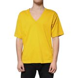 Dolce & Gabbana - V Neck T-shirt - Geel - Katoen - Korte Mouwen
