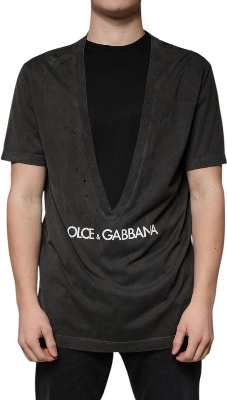 Dolce & Gabbana - Crew Neck T-shirt - Zwart - Katoen - Korte Mouwen