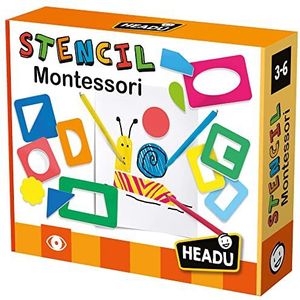 Headu Montessori Mu29396 sjabloon, ideeën voor tekenen en kleuren, educatief spel voor kinderen van 3 tot 6 jaar, Made in Italy