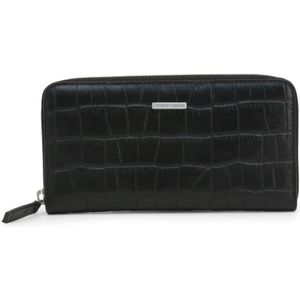 Emporio Armani, Leren ritsportemonnee met creditcardhouder en muntvakje Zwart, Heren, Maat:ONE Size