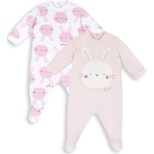 Chicco Jumpsuitset van katoen met voet, Jumpsuit Uniseks 0-24, Roze, 12 maanden (pakket van 2)