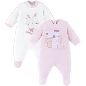 Chicco Chenille Jumpsuitset met voet, Jumpsuit voor de winter Uniseks 0-24, Roze, 0-3 maanden (pakket van 2)