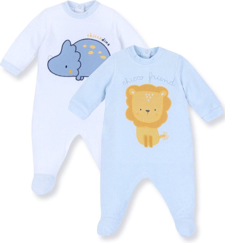 Chicco set van 2 babypakjes in warm katoen voor jongens. Maat 50