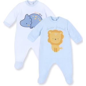 Chicco set van 2 babypakjes in warm katoen voor jongens. Maat 68