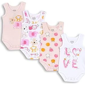 Chicco Bodysuit van katoen, mouwloos, voor jongens en meisjes, 4 stuks, Roze