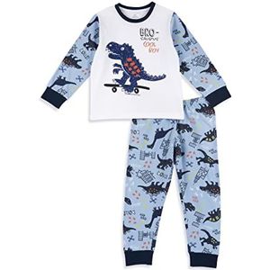 Chicco Lange pyjama met draken van lichtgewicht katoen, Pyjama Kinderen en tieners, Wit, 8 jaar