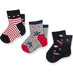 Chicco Set korte sokken van katoen, Sokken Uniseks - kinderen en tieners, Blauw, 3-4 jaar (pakket van 3)