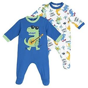 Chicco Jumpsuitset van katoen met voet, Jumpsuit Uniseks 0-24, Blauw/wit, 0 maanden (pakket van 2)