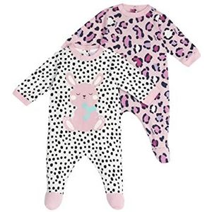 Chicco Jumpsuitset van katoen met voet, Jumpsuit Uniseks 0-24, Roze/zwart, 12 maanden (pakket van 2)