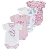 Chicco Bodyset van katoen met korte mouwen , Romper Uniseks 0-24, Blauw/wit, 9 maanden (pakket van 4)