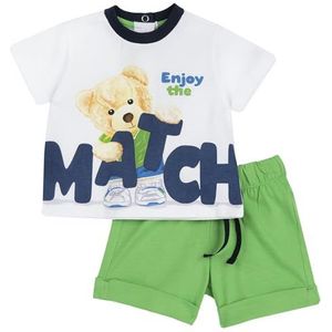 Chicco Set Van 2 T-Shirts En Shorts (2) baby-jongens, Groen (1), 6M, Design in Italië