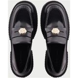 ARMANI EXCHANGE - Loafers - Zwart - Lakleer - Blokhak - Ronde Neus