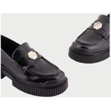 ARMANI EXCHANGE - Loafers - Zwart - Lakleer - Blokhak - Ronde Neus