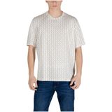 Armani Exchange - Printed Short Sleeve Round Neck T-Shirt - Beige
