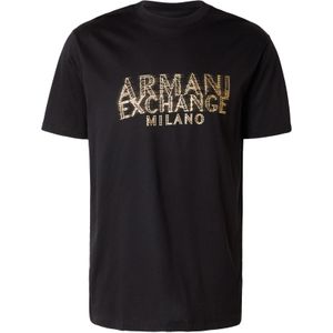 Armani Exchange - T-shirt - Zwart - Katoen - Stijlvolle Print