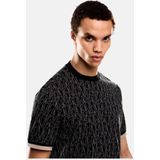 EA7voor mannen. 7M000099_AF13960 T-shirt van zwarte jacquardstof (S), Casual, Katoen, Korte mouwen