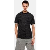 EA7voor mannen. 7M000099_AF13960 T-shirt van zwarte jacquardstof (S), Casual, Katoen, Korte mouwen