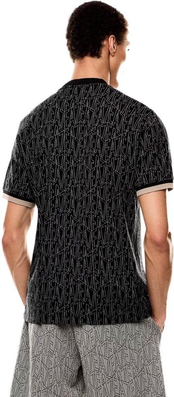 EA7voor mannen. 7M000099_AF13960 T-shirt van zwarte jacquardstof (S), Casual, Katoen, Korte mouwen