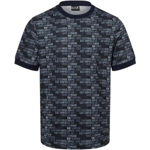 EA7 - Logo Serie - Katoenen T-shirt - Blauw - Crew Neck - Korte Mouwen