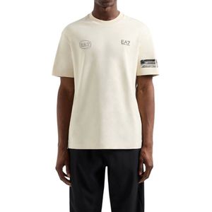 EA7 - Graphic Series - T-shirt - Beige - Katoen - Korte Mouwen