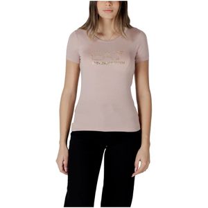 Emporio Armani EA7 - T-shirt - Poederroze - Modal, Katoen, Elastaan