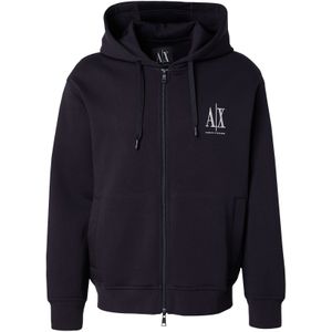 Armani Exchangevoor mannen. XM000371AF10818UC001 Hooded sweatshirt met doorlopende ritssluiting in zwart gelamineerd stretch katoen-polyeste