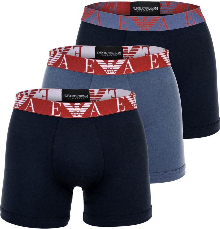 Emporio Armani - 3-Pack Boxers - Blauw - Stretchkatoen