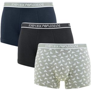 Emporio Armani - 3-pack Boxershorts - Zwart & Groen - Katoen & Elastaan